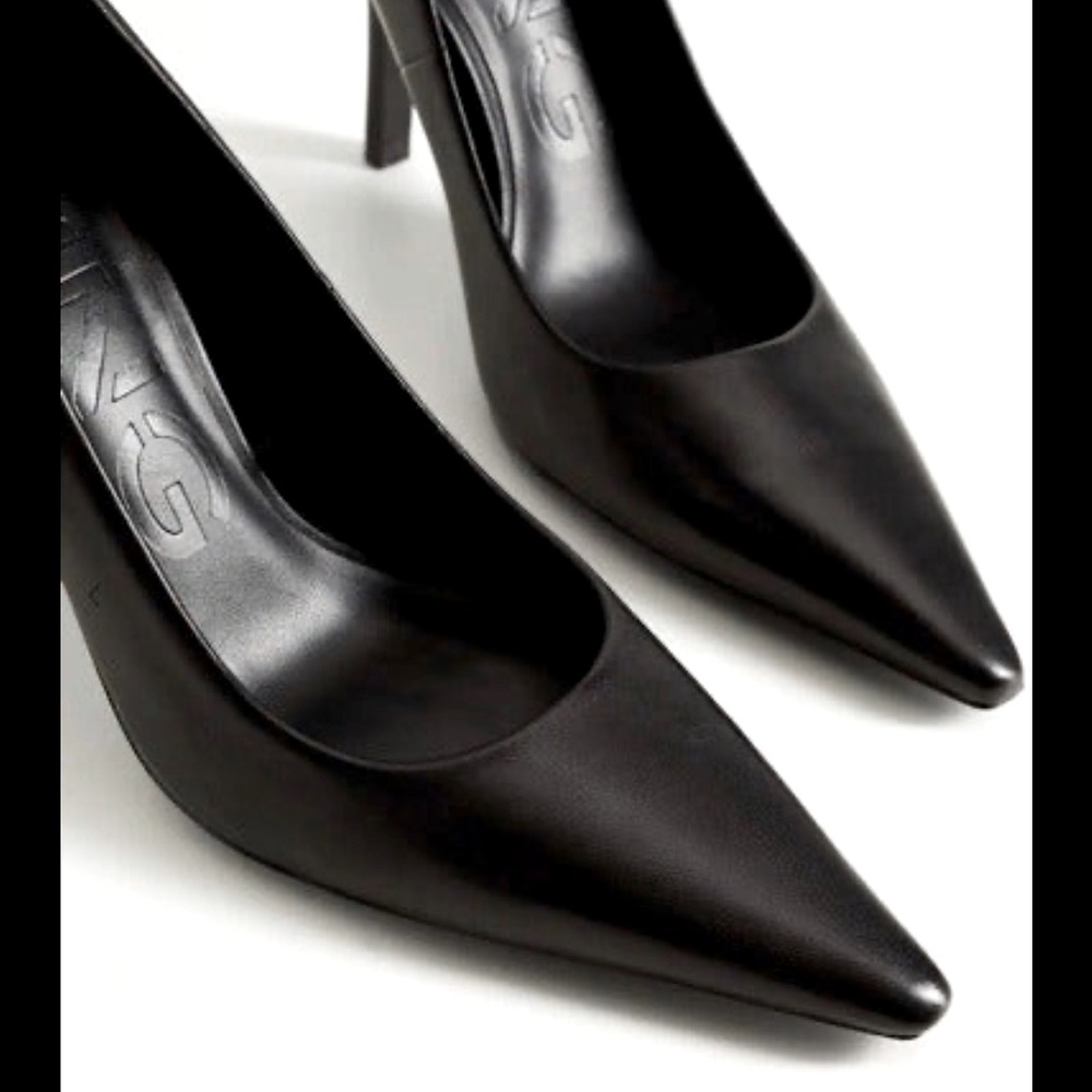 Mango Black Leather Pumps